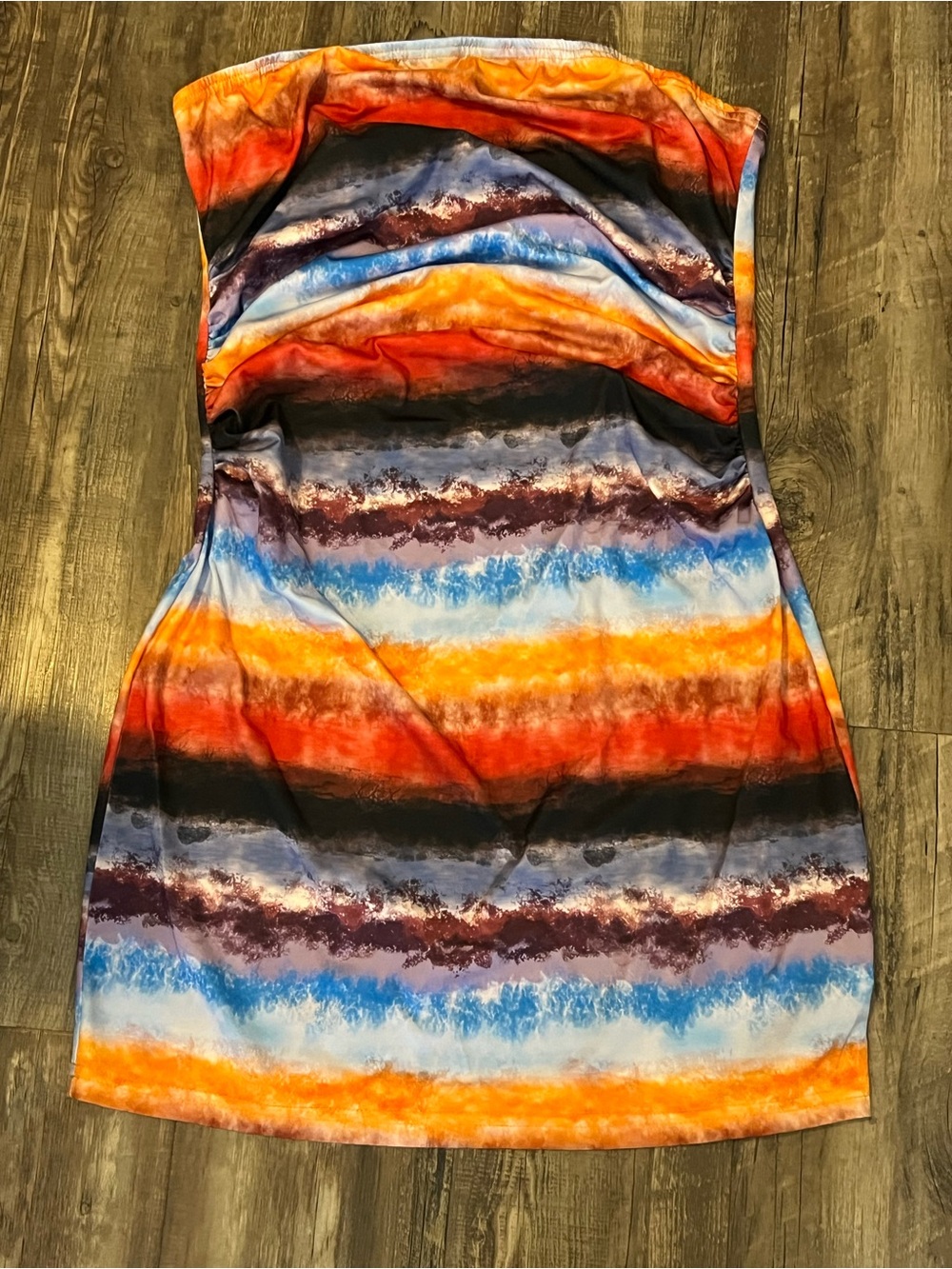 Striped Multicolor Strapless Bodycon Dress